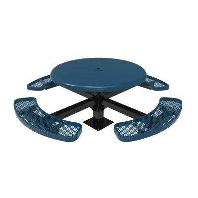 MyTCoat Expanded Metal Single Post Round Table with Smooth Top
