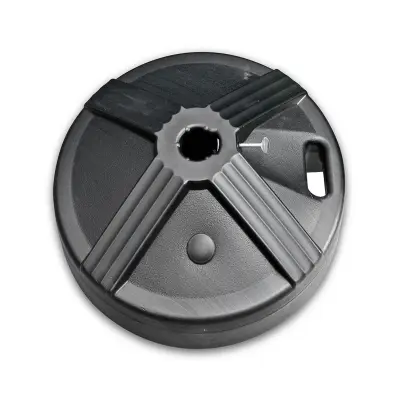 Black 16-inch Diameter Umbrella Stand Filled with Concrete