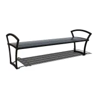 Uptown - Bryce Steel Slatted Bench without Back with Side Armrests