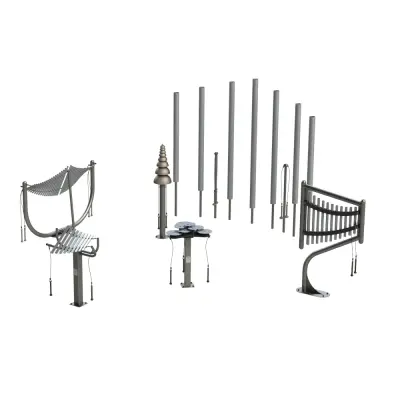 Sculptural Ensemble (includes Contrabass Chimes, Lilypad Cymbals, Manta Ray, Harp, Pagoda Bells, and Aria)