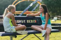 6 foot long Smiles Buddy Bench with Perforated Steel with Back