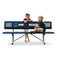 6 foot long Smiles Buddy Bench with Perforated Steel with Back