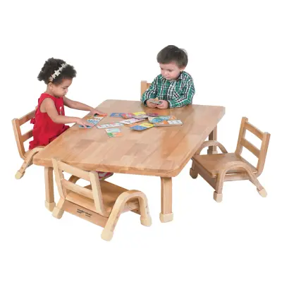 Angeles Natural Wood Collection Rectangular Table & Chair Set