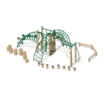 Pikes Peak Recycled Playground Fitness Climber with Steppers and Balance Beam