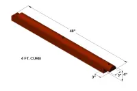 Rubber Curb 4 Foot with Spikes (4-inch high x 3-inch wide)