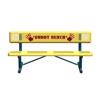6 foot long Helping Hands Buddy Bench with Perforated Steel with Back
