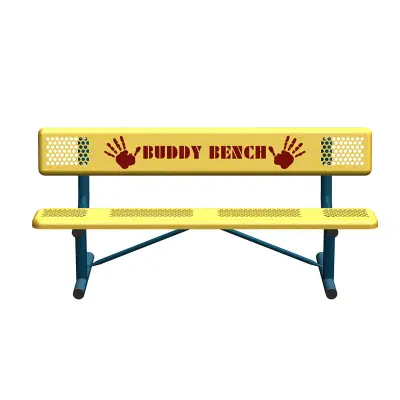 6 foot long Helping Hands Buddy Bench with Perforated Steel with Back