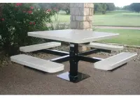 MyTCoat Expanded Metal Single Post Square Table