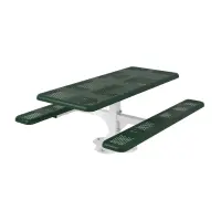 Essentials - Perforated Rectangular Single Pedestal Frame Picnic Table with Attached Seating