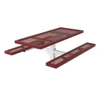 Essentials - Regal Rectangular Single Pedestal Frame Picnic Table with Attached Seating