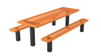 Essentials - Regal Rectangular Pedestal Frame Picnic Table with Detatched Seating