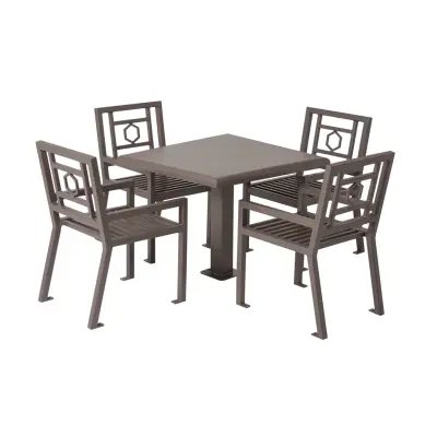 Uptown - Biscayne Pedestal Patio Table and Set of 4 Chairs