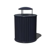 Uptown - Zion Trash Receptacle with Liner and Rain Bonnet Flat Top Lid
