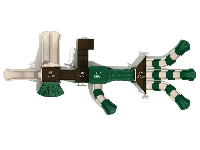 Misty Moor KP216 commercial playground in the Neutral color option — deck and component detail
