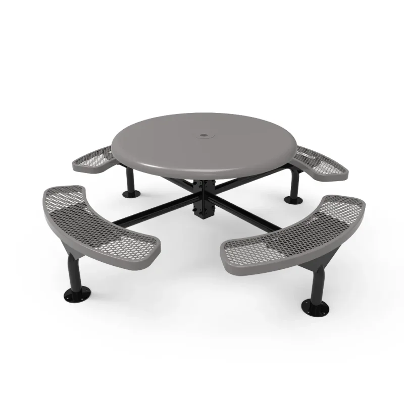 MyTCoat Expanded Metal Deluxe Frame Round Table with Smooth Top