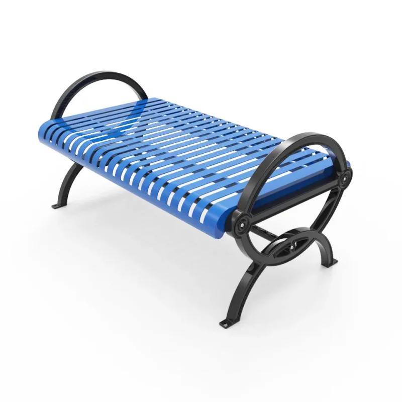 Uptown - Gateway Vertical Planking Steel Slatted Bench without Back