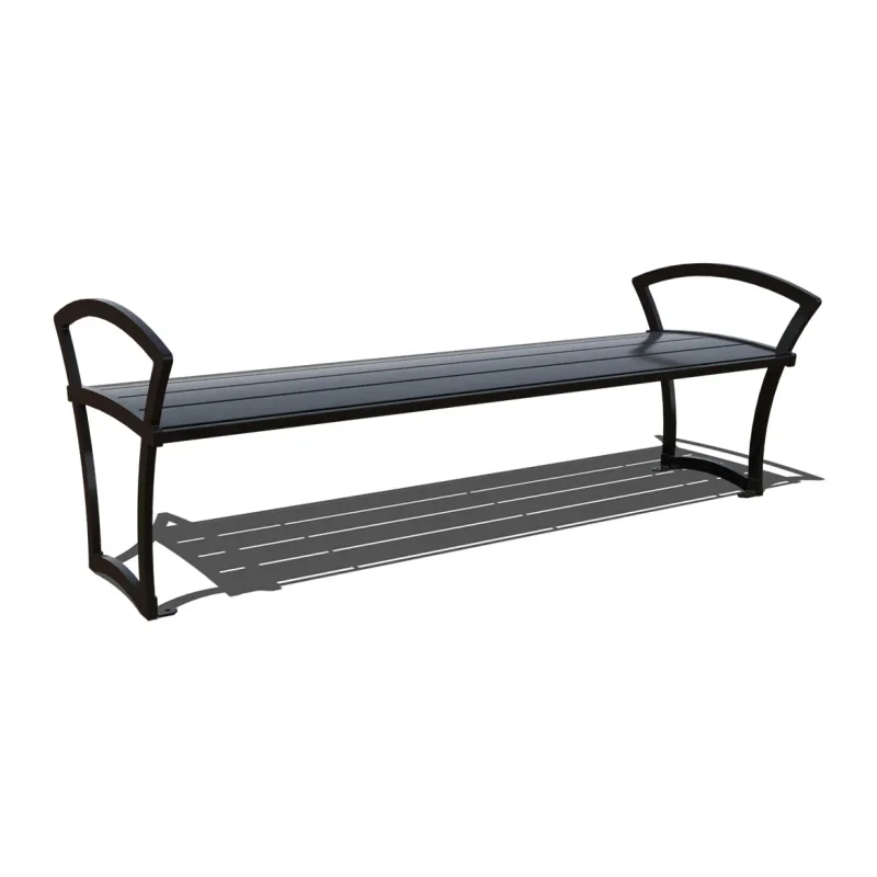 Uptown - Bryce Steel Slatted Bench without Back with Side Armrests