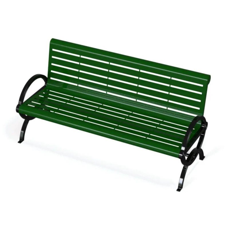 Uptown - Gateway Horizontal Planking Steel Slatted Bench with Back
