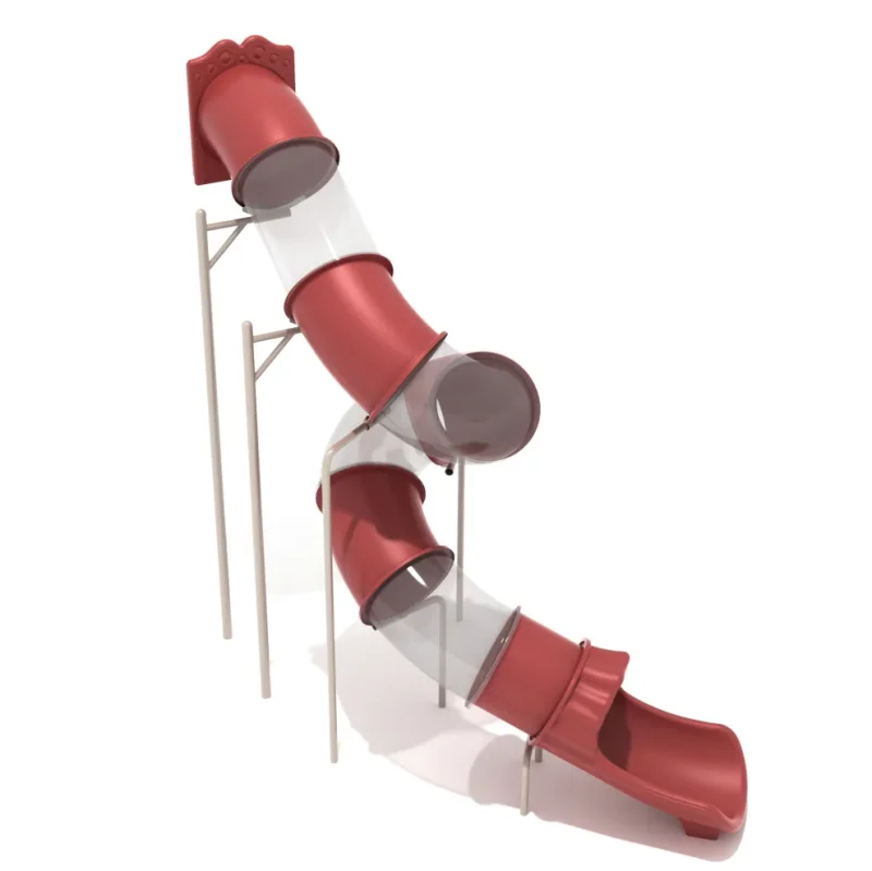 14-feet Deck Height Spiral Tube Slide - Slide and Supports Only