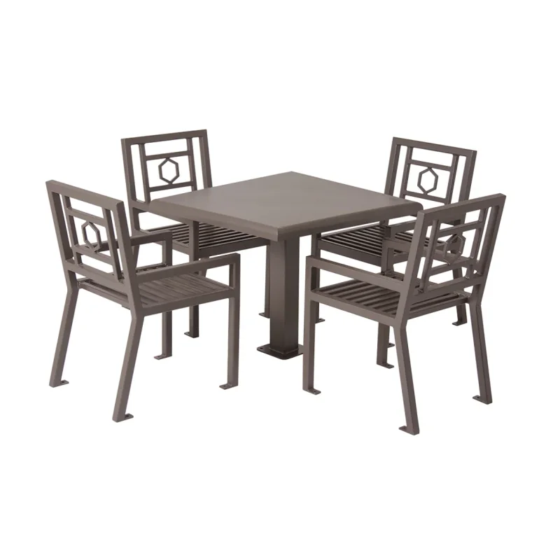 Uptown - Biscayne Pedestal Patio Table and Set of 4 Chairs