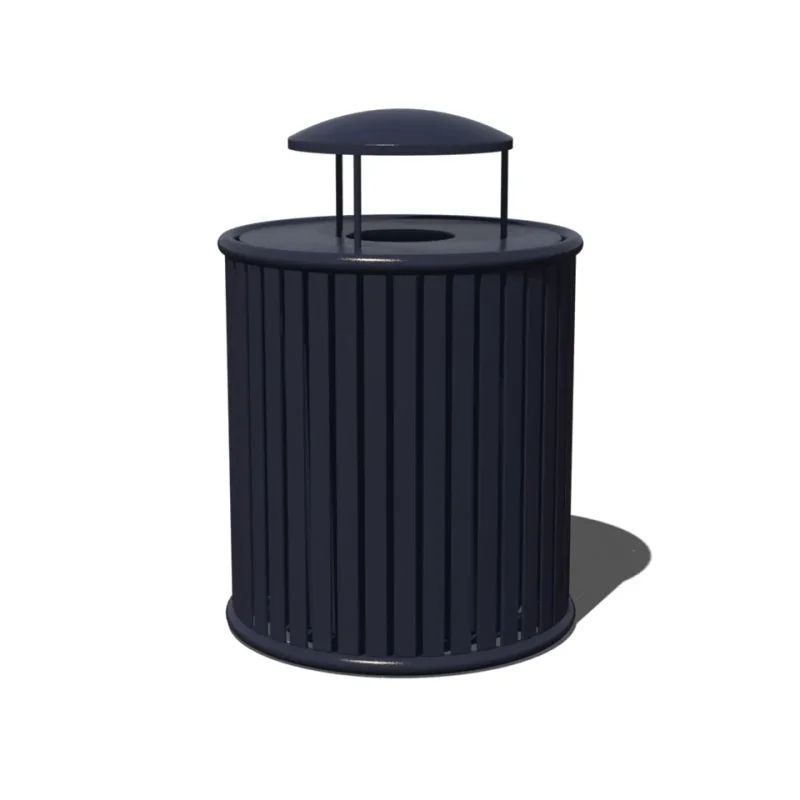Uptown - Zion Trash Receptacle with Liner and Rain Bonnet Flat Top Lid