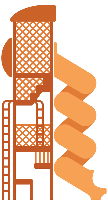 Illustration of an excessively tall play tower over twenty feet tall