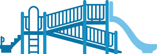 Illustration of an accessible play structure with ramps and accessible routes