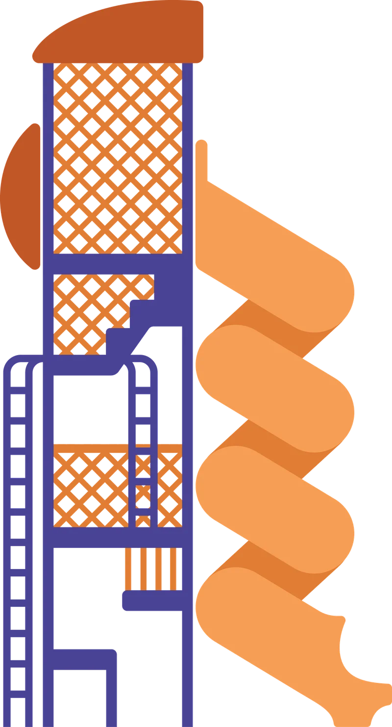 Illustration of a tall playground tower with enclosed slides