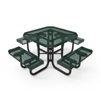 MyTCoat Expanded Metal Portable Frame Octagon Table with Rolled Edge Seats