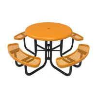 MyTCoat Expanded Metal Portable Frame Round Table with Smooth Top