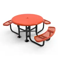 MyTCoat Expanded Metal Portable Frame Round Table with Smooth Top