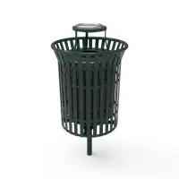 MyTCoat 32 Gallon Ribbed Steel Funnel-Top Trash Receptacle