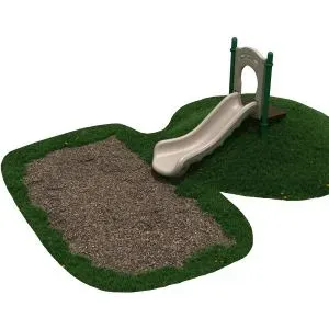 3-feet Single Straight Hillside Slide in Tan with Rainforest Green Posts