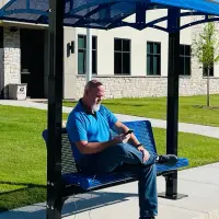 Essentials - Solar Powered Bench with Perforated Shade