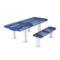Essentials - ADA Accessible Rolled Rectangular Pedestal Frame Picnic Table with Detached Seating