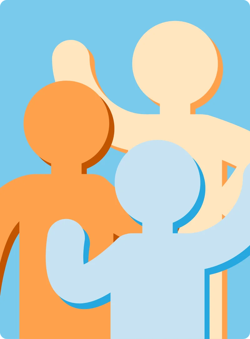Illustration of parents and children sharing ideas as a community