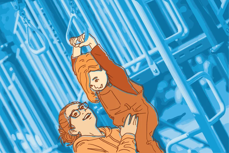 Parent supporting a child reaching for playground monkey bars