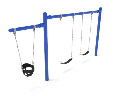 swing set with bucket and belt seats