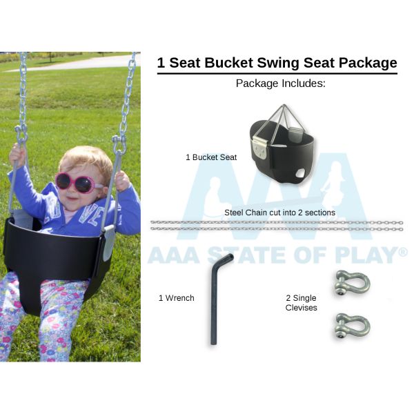Bucket Swing Seat Package Complete with Chain, Hangers and Tool