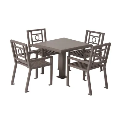 Superior Amenities Uptown Biscayne Pedestal Patio Table and Chairs