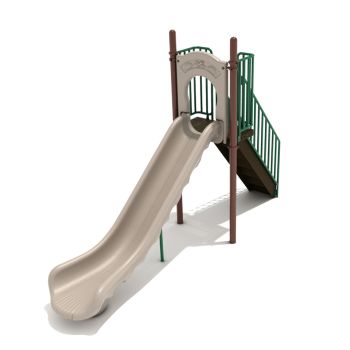 5-feet Straight Single Piece Free Standing Slide in Tan with Rainforest Green and Brown Posts
