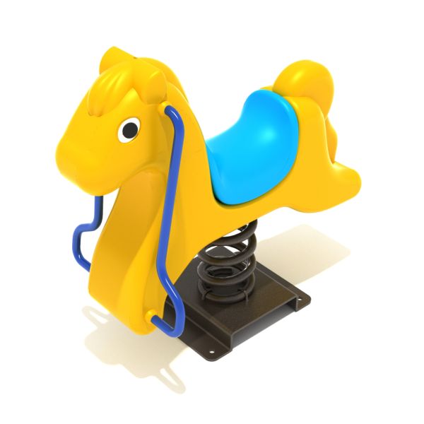 Primary Colored Pony Spring Rider - Wide Seat for Preschoolers Comfort