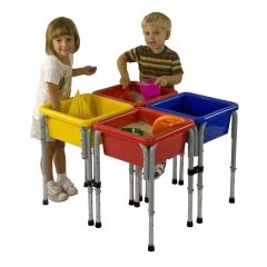 2-Station Square ECR4Kids Assorted Colors Sand and Water Adjustable Activity Play Table Center with Lids 